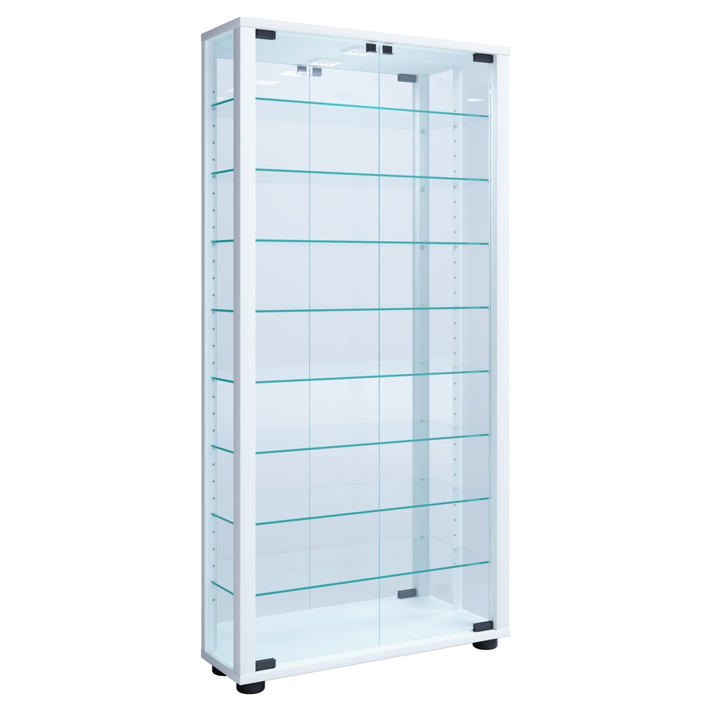 VCM Standvitrine Lumo Maxi mit Spiegel, inkl. LED-Beleuchtung, weiss