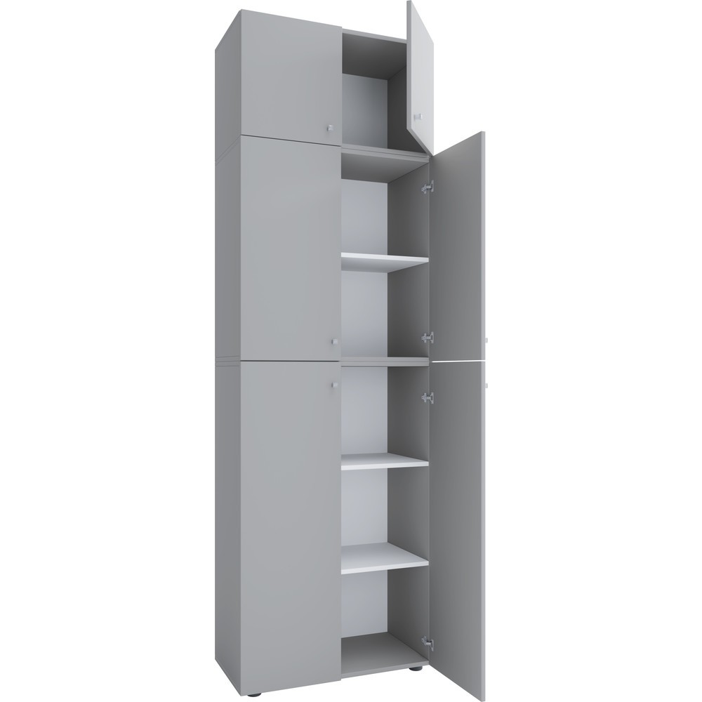 VCM Büroschrank Lona XXL Drehtüren, mit Aufsatz, grau