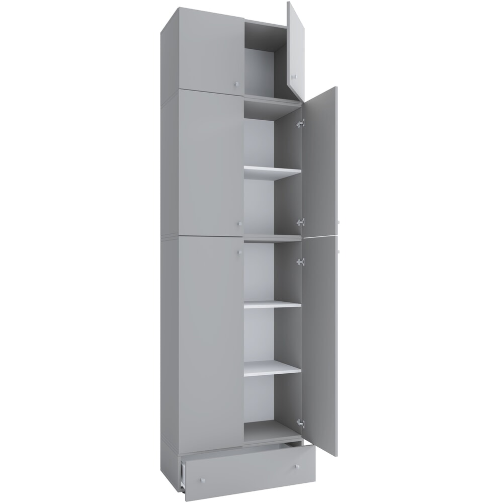 VCM Büroschrank Lona XXL Drehtüren, mit Aufsatz u. Schublade, grau