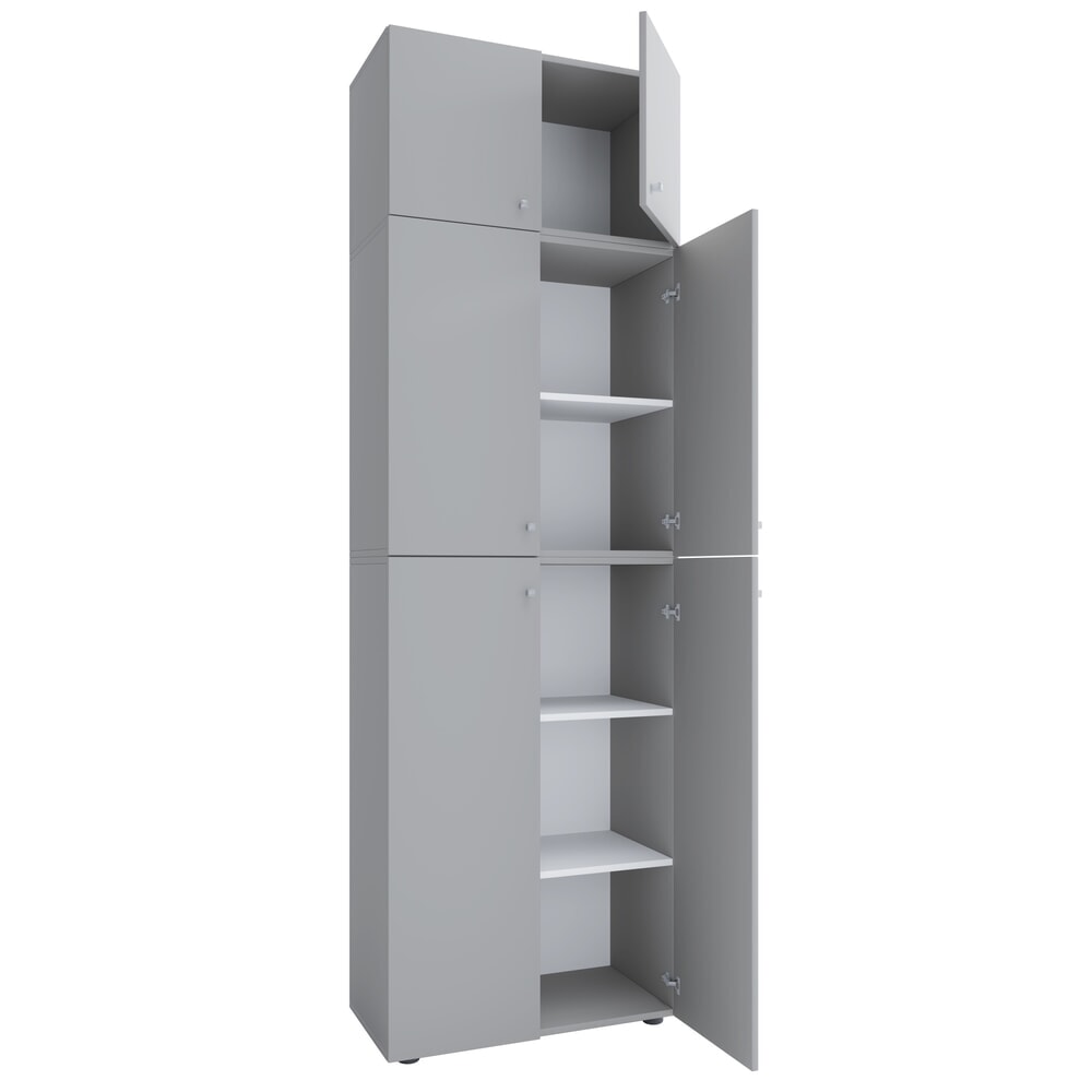 VCM Kleiderschrank Lona XXL Drehtüren, mit Aufsatz, grau