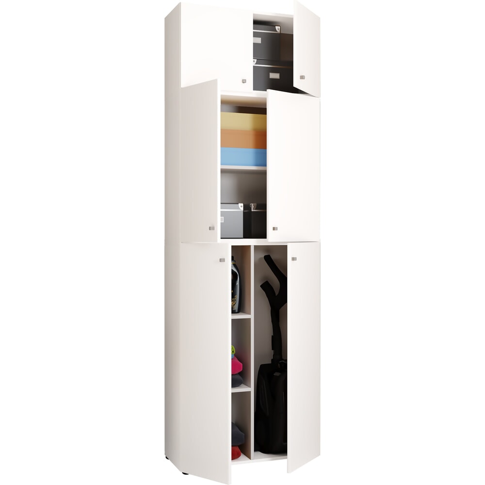 VCM Putzmittelschrank Lona XXL Drehtüren, mit Aufsatz, weiss