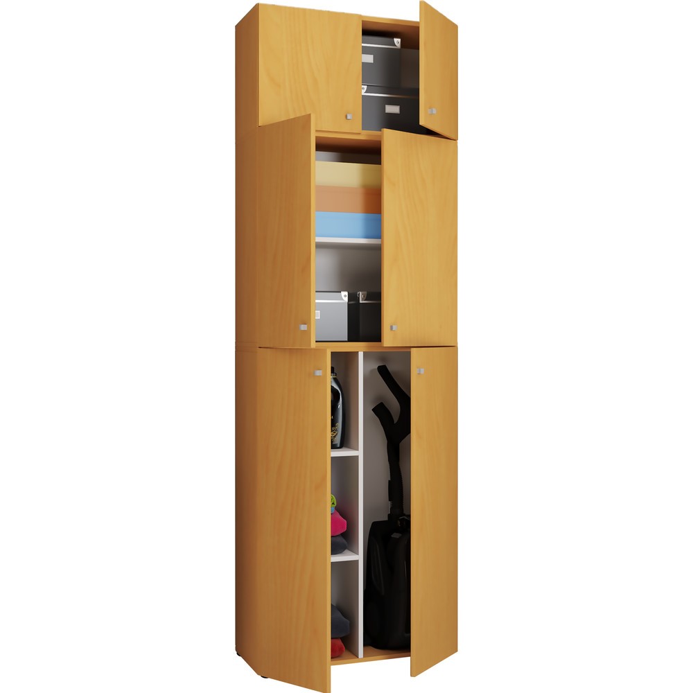 VCM Putzmittelschrank Lona XXL Drehtüren, mit Aufsatz, Buche