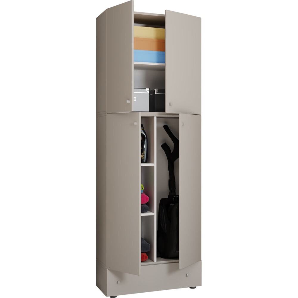 VCM Putzmittelschrank Lona XXL Drehtüren, mit Schublade, grau