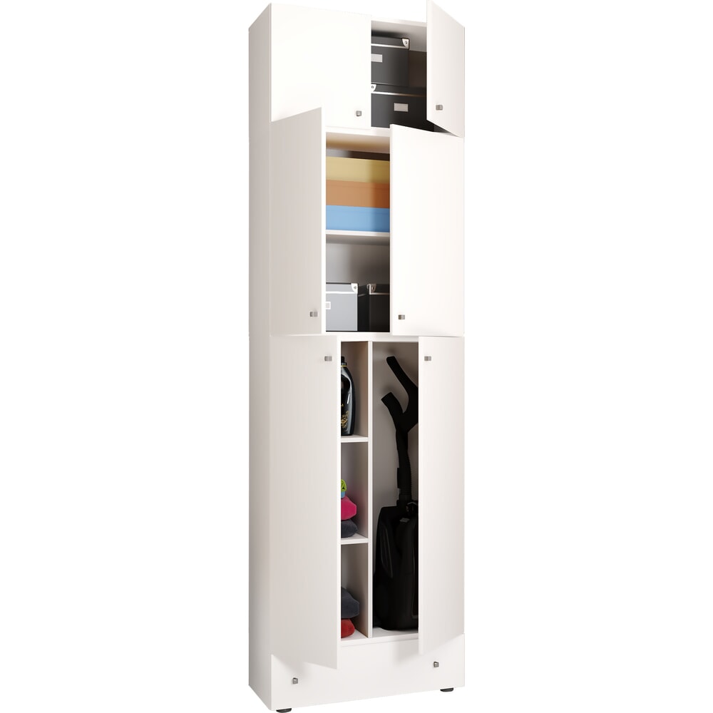 VCM Putzmittelschrank Lona XXL Drehtüren, mit Aufsatz u. Schublade, weiss
