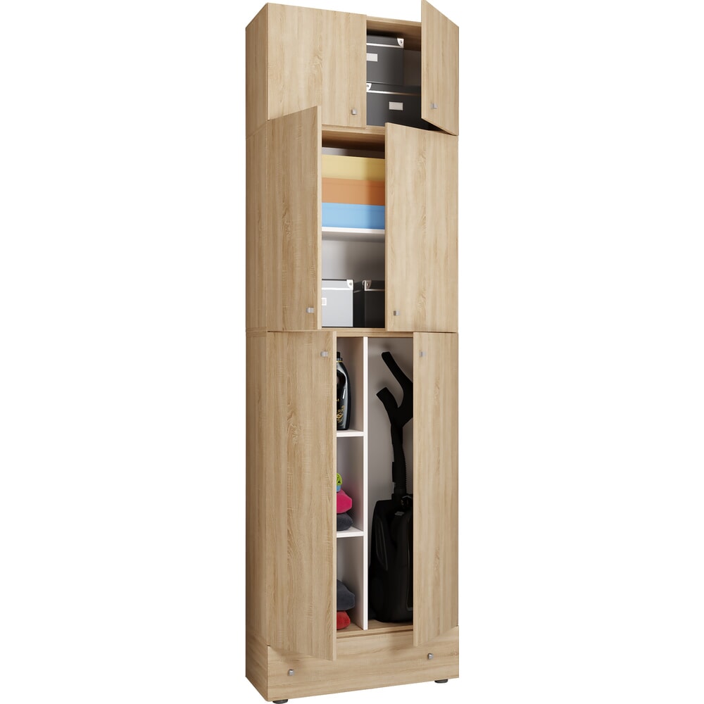 VCM Putzmittelschrank Lona XXL Drehtüren, mit Aufsatz u. Schublade, Sonoma-Eiche