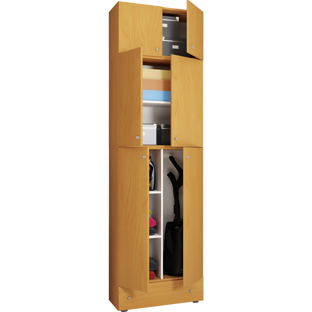 VCM Putzmittelschrank Lona XXL Drehtüren, mit Aufsatz u. Schublade, Buche