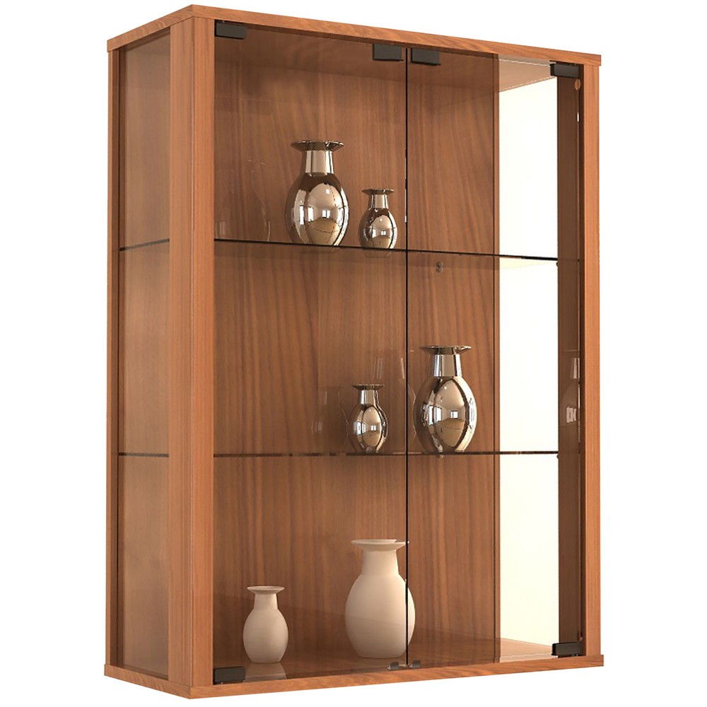 VCM Wandvitrine Udina, inkl. LED-Beleuchtung, Kern-Nussbaum