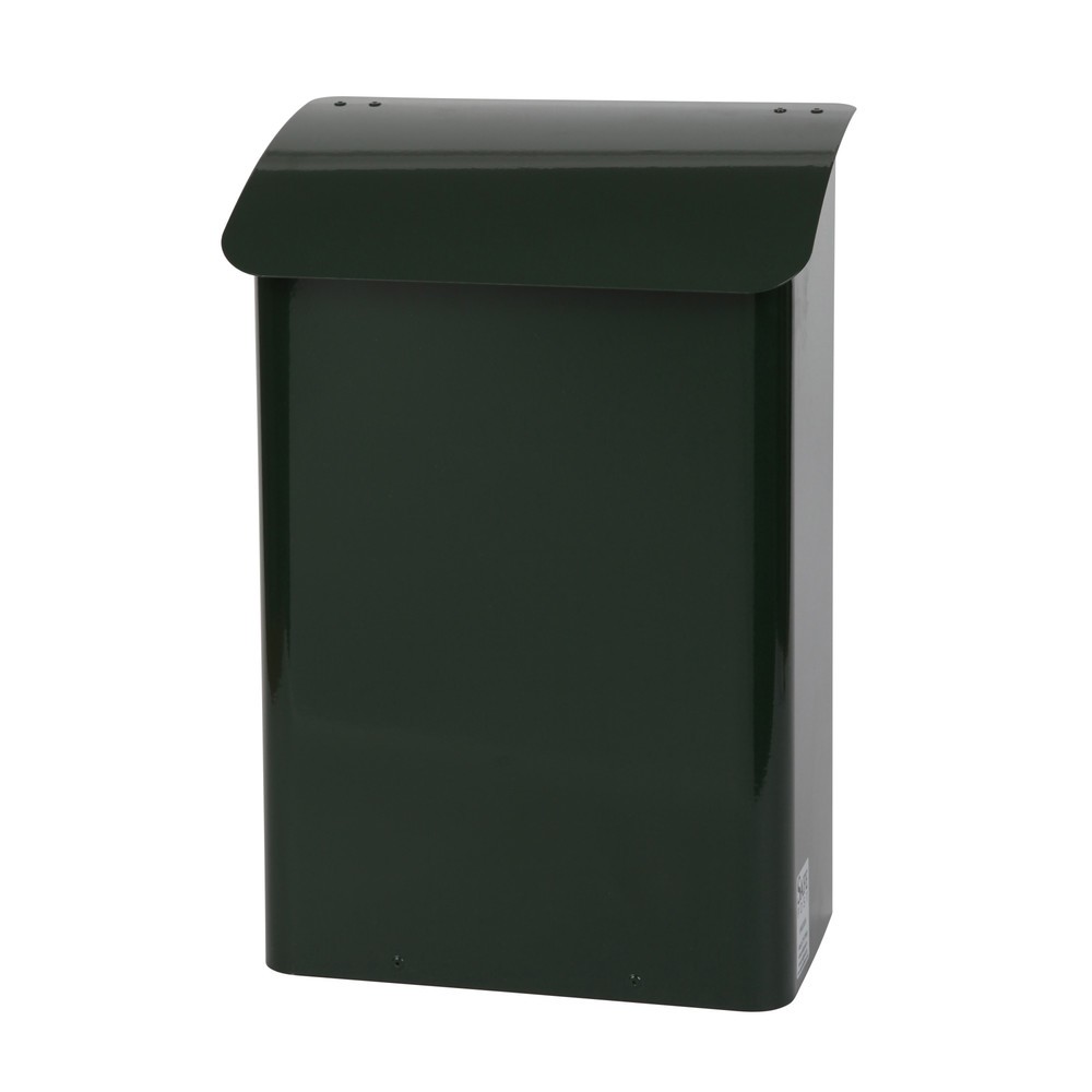 Wandbriefkasten, LxBxH 180 x 290 x 425 mm, mit abschließbarer Einwurföffnung, grün