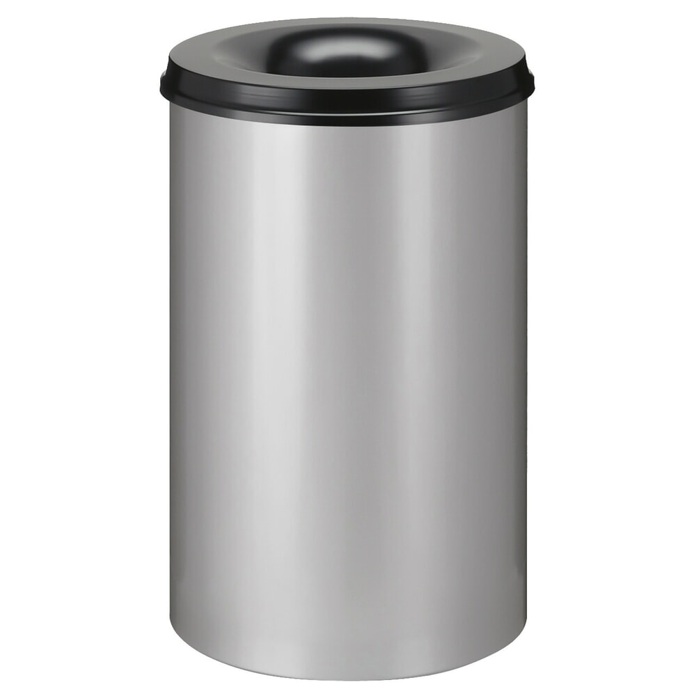 Sicherheitspapierkorb, selbstlöschend, Stahl, 110 Liter, aluminiumgrau, schwarz