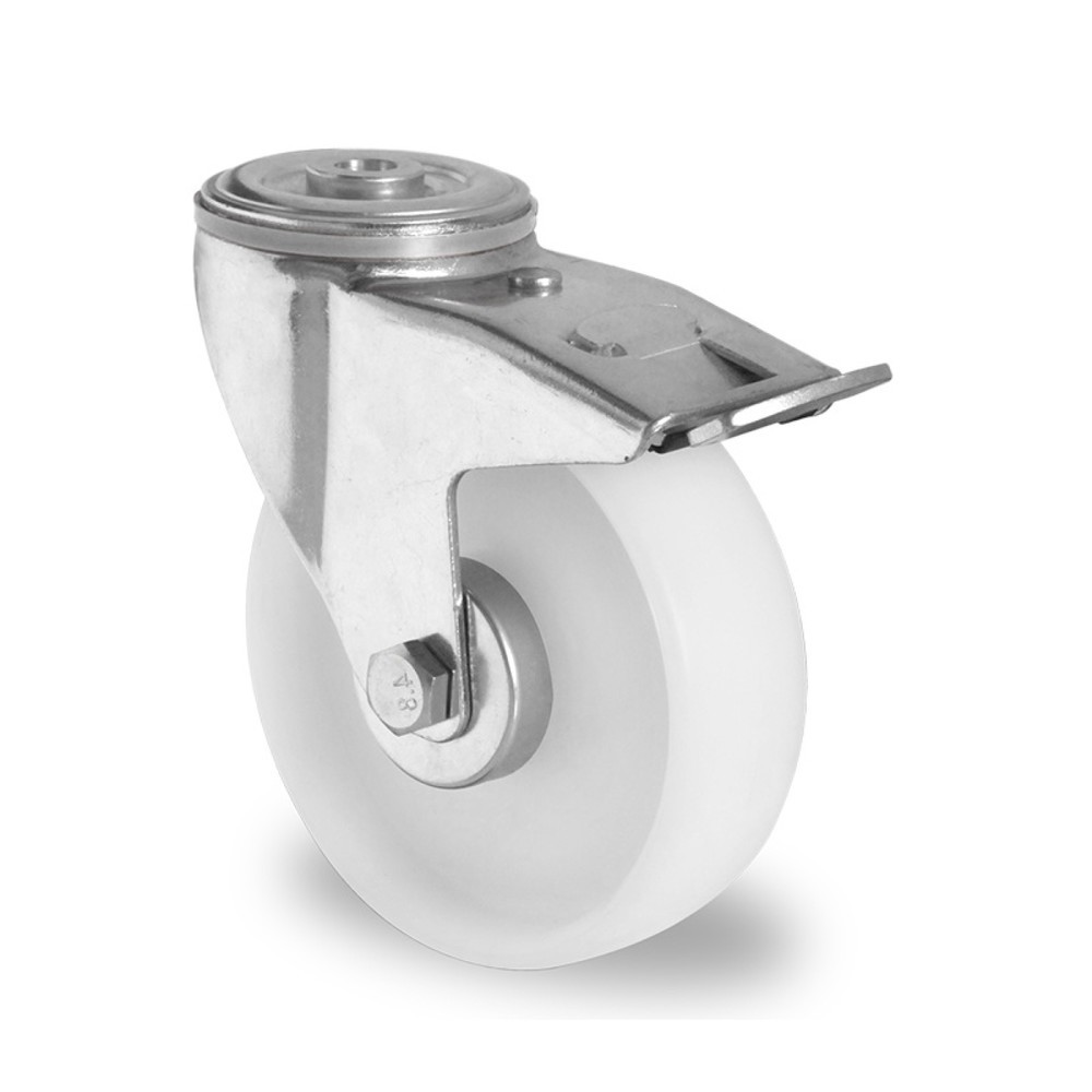 Rückenlochlenkrolle mit Totalfeststeller ø 80 mm Serie N0N0 Rollenlager