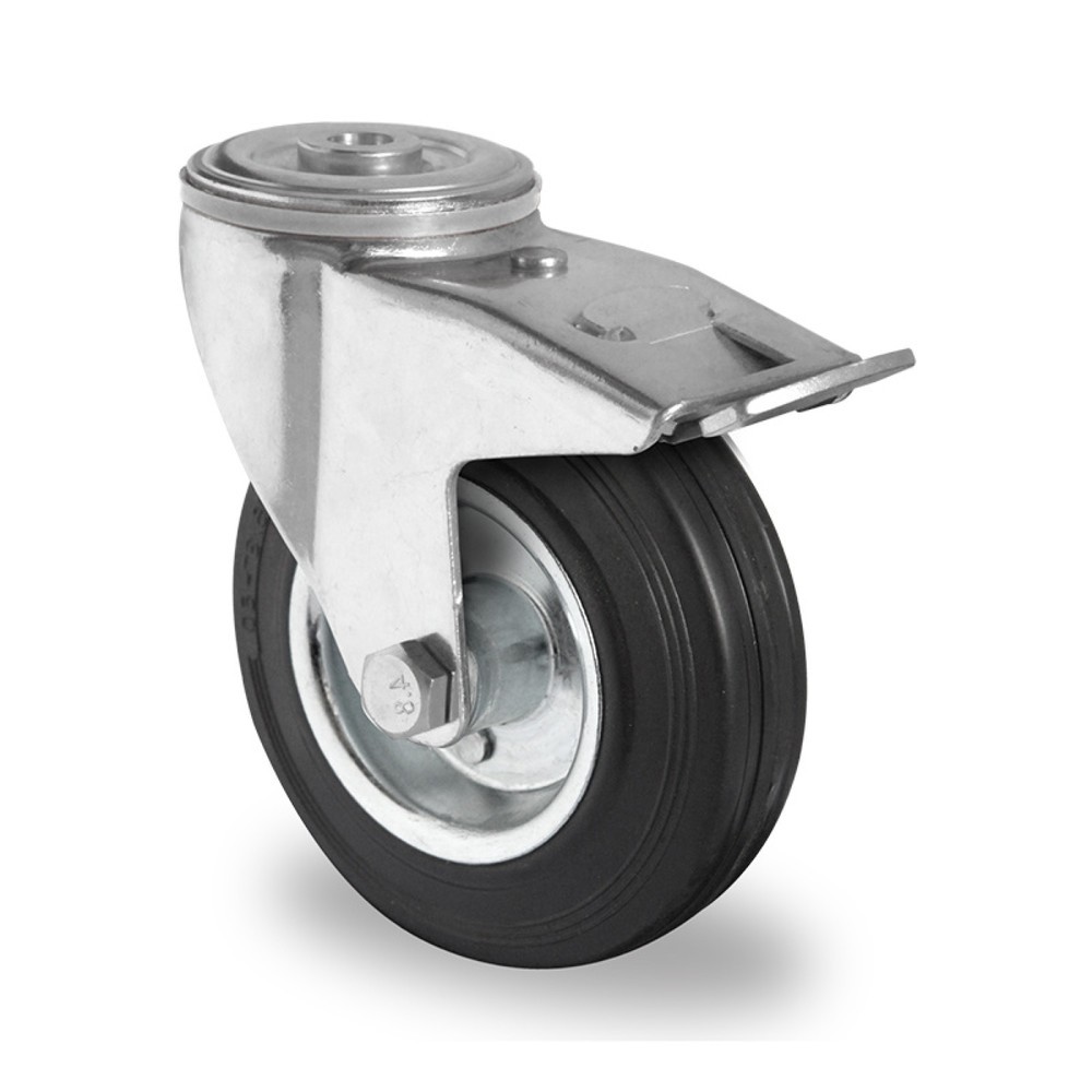Rückenlochlenkrolle mit Totalfeststeller ø 80 mm Serie SWS4 Rollenlager