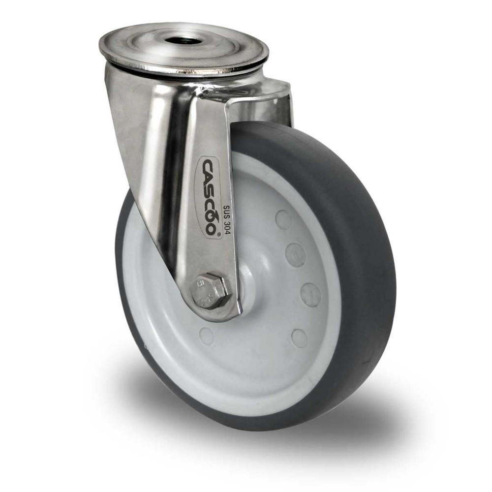 Rückenlochlenkrolle ø 80 mm Serie P2W2 Gleitlager Edelstahl