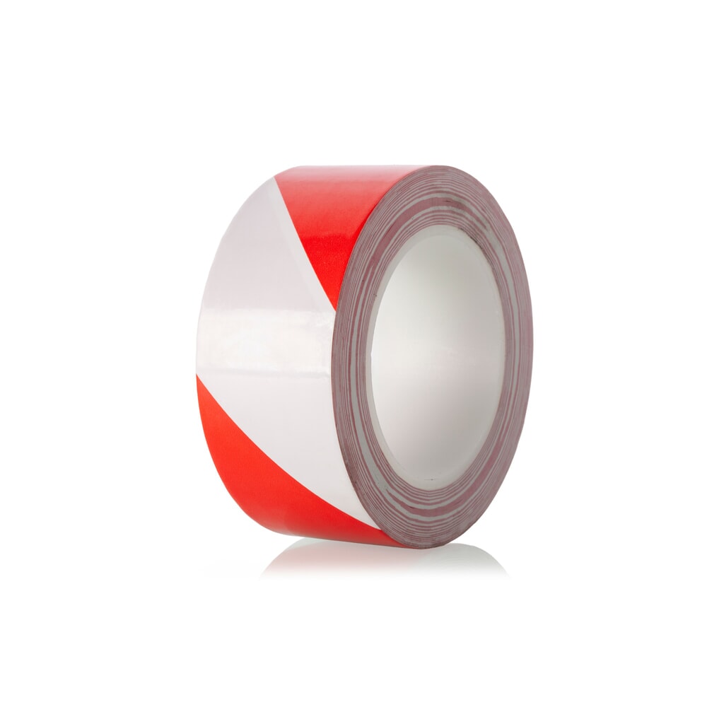A.M.P.E.R.E. Bodenmarkierungsband Traffic Tape Extra, Stärke 0,2 mm, Breite 50 mm, Länge 30 m, rot/weiß