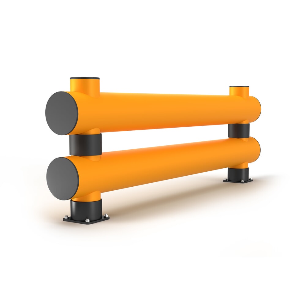 A.M.P.E.R.E. Rammschutzbarriere Rack Mammut®, Doppelplanke, Länge 8.000 mm