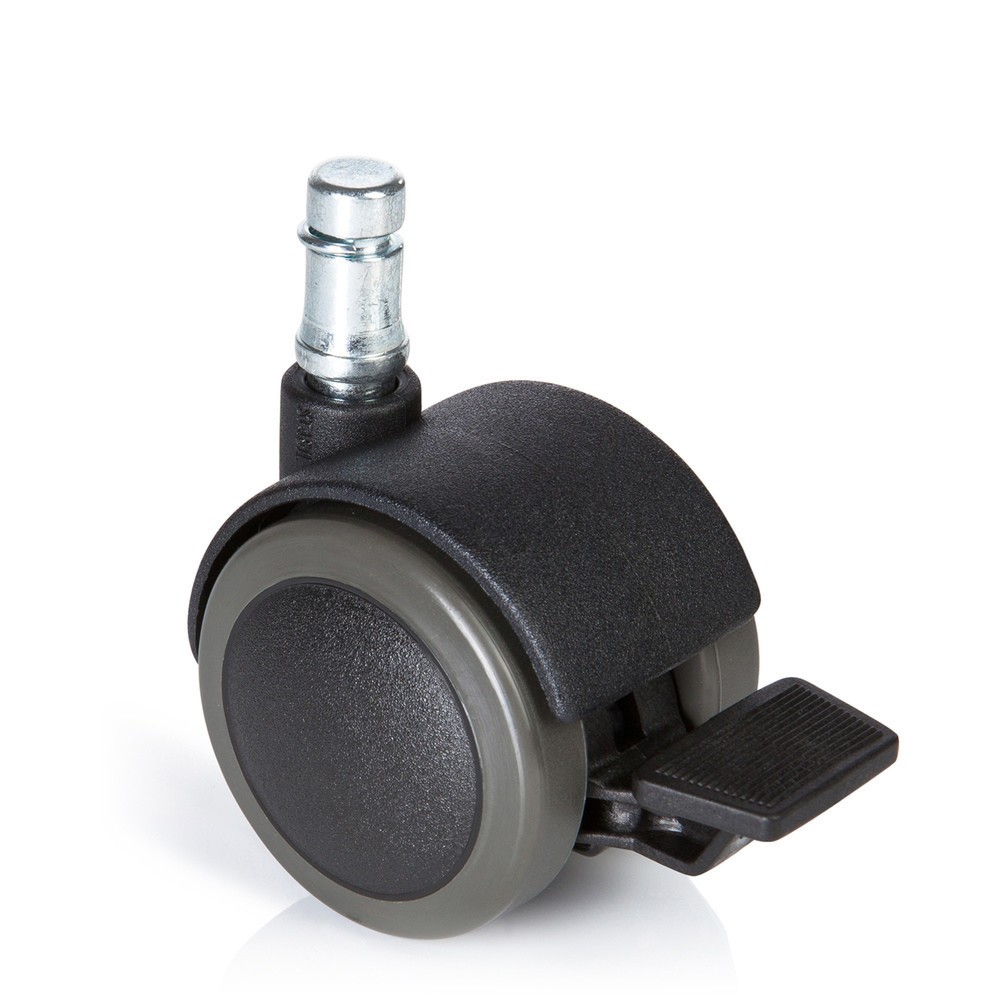 hjh OFFICE 5x Hartbodenrollen mit Feststellbremse ROLO STOP 10 mm / 50 mm, (5er Pack)