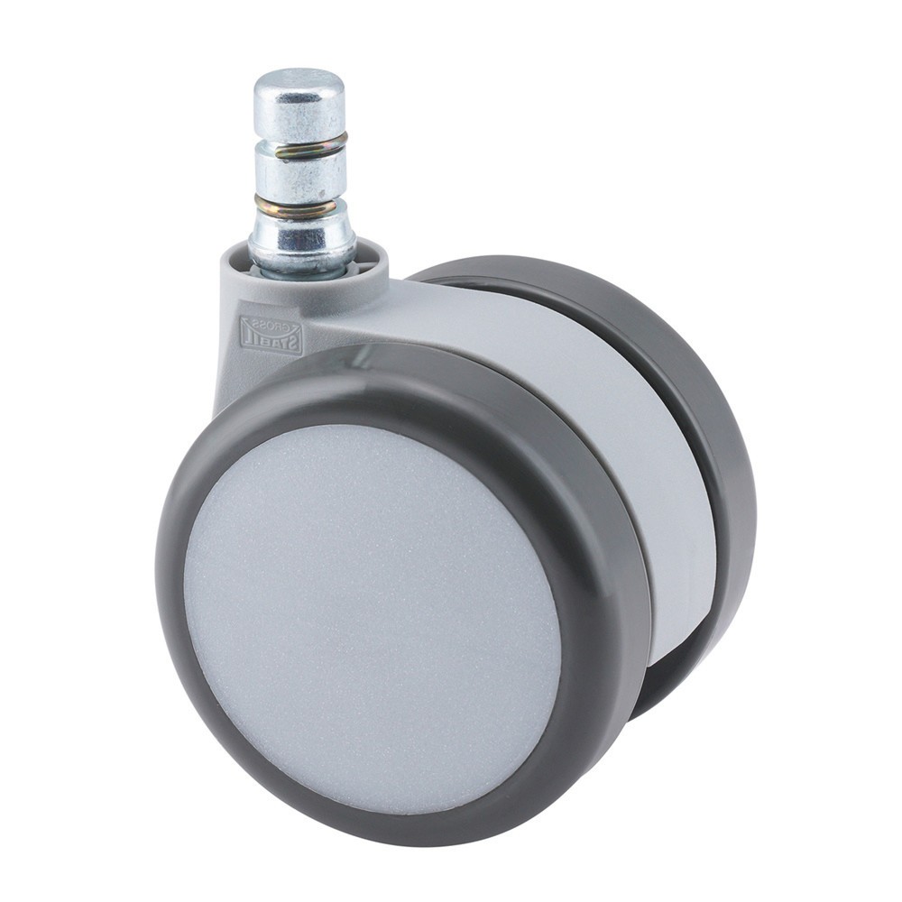 hjh OFFICE 5x Hartbodenrollen ROLO MOVE 60 No-Noise 11 mm / 60 mm (5er Pack) Büro-Stuhl-Rollen, weiss/grau