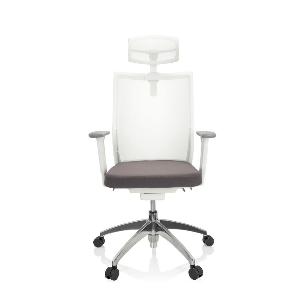 hjh OFFICE Bürostuhl / Drehstuhl ASPEN WHITE PRO Netzstoff transparent / Sitz Stoff, grau