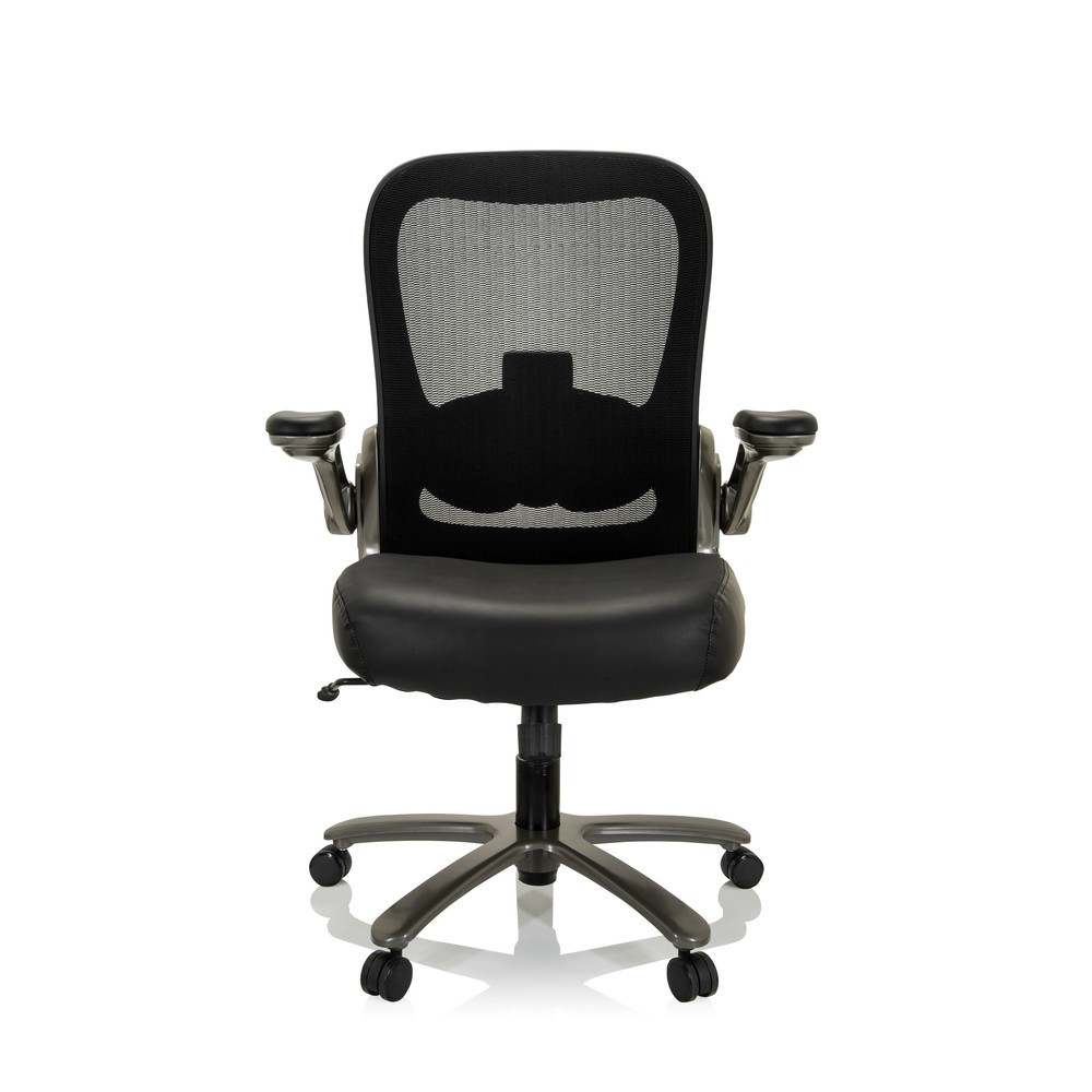hjh OFFICE Schwerlaststuhl / Bürostuhl INSTRUCTOR T I Titan XXL Netzstoff / Leder, schwarz