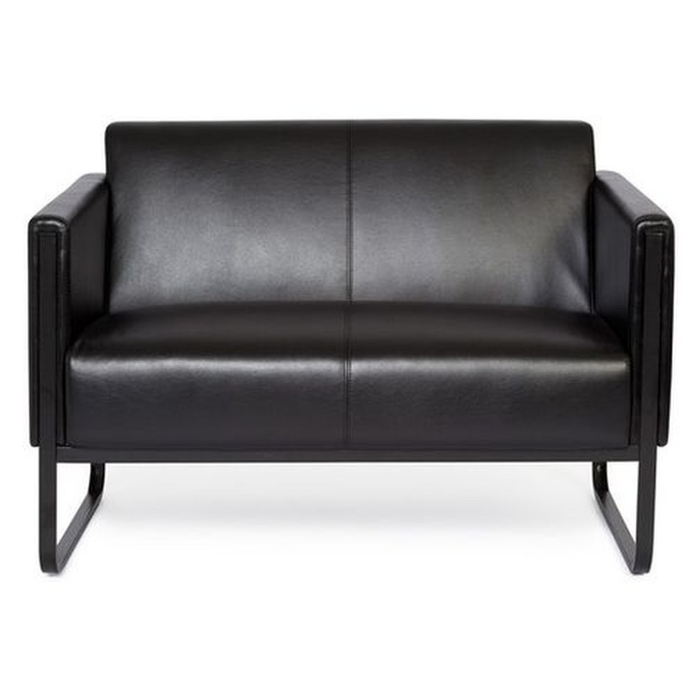hjh OFFICE Loungesofa BALI BLACK Gestell schwarz Kunstleder glatt, 2-Sitzer, schwarz