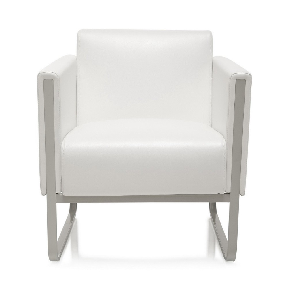 hjh OFFICE Loungesessel ARUBA Gestell lichtgrau Kunstleder, 1-Sitzer, weiss