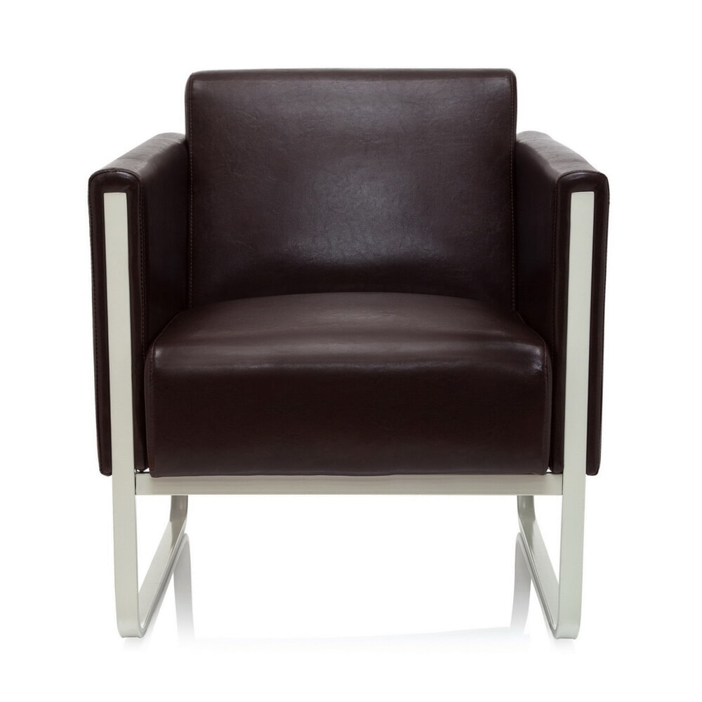 hjh OFFICE Loungesessel ARUBA Gestell lichtgrau Kunstleder, 1-Sitzer, braun