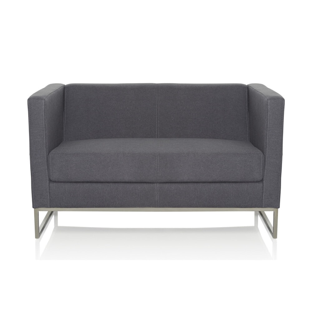 hjh OFFICE Loungesofa BARBADOS Gestell Edelstahl Stoff, 2-Sitzer, dunkelgrau