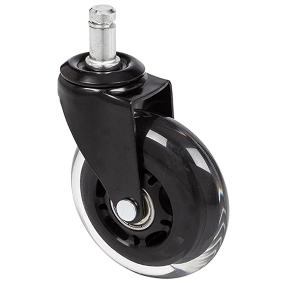 hjh OFFICE 5x Hartbodenrollen ROLO SKATE 11 mm / 75 mm Büro-Stuhl-Rollen schwarz / transparent (5er Pack)