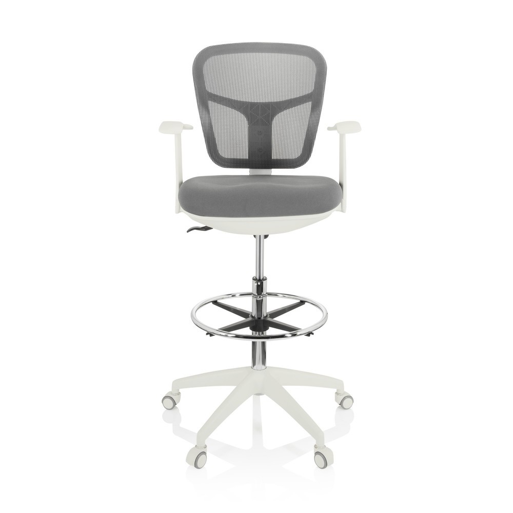 hjh OFFICE Arbeitsstuhl / Counterstuhl TOP WORK 108 W Netzstoff/Stoff, grau