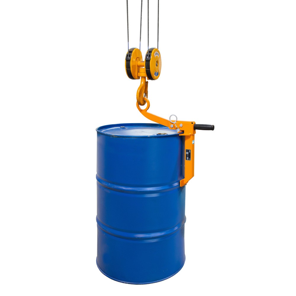 Bauer® Fassgreifer FKL für Stahl-Spundfässer, Klemmfunktion, lackiert, Gelborange