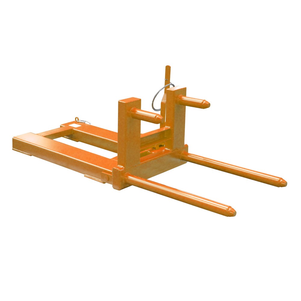 Bauer® Fassgreifer FW-I für 200-l-Stahl-Spundfässern und Rollreifenfässer, Fasswendung, Stapleranbau, lackiert, Gelborange