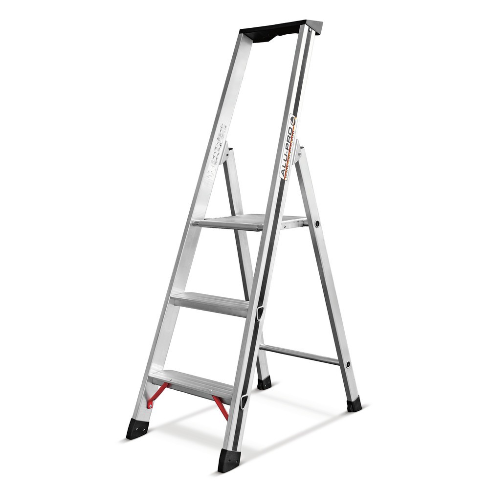HYMER Stufen-Stehleiter Alu-Pro, 1-seitig begehbar, Standhöhe 0,65 m
