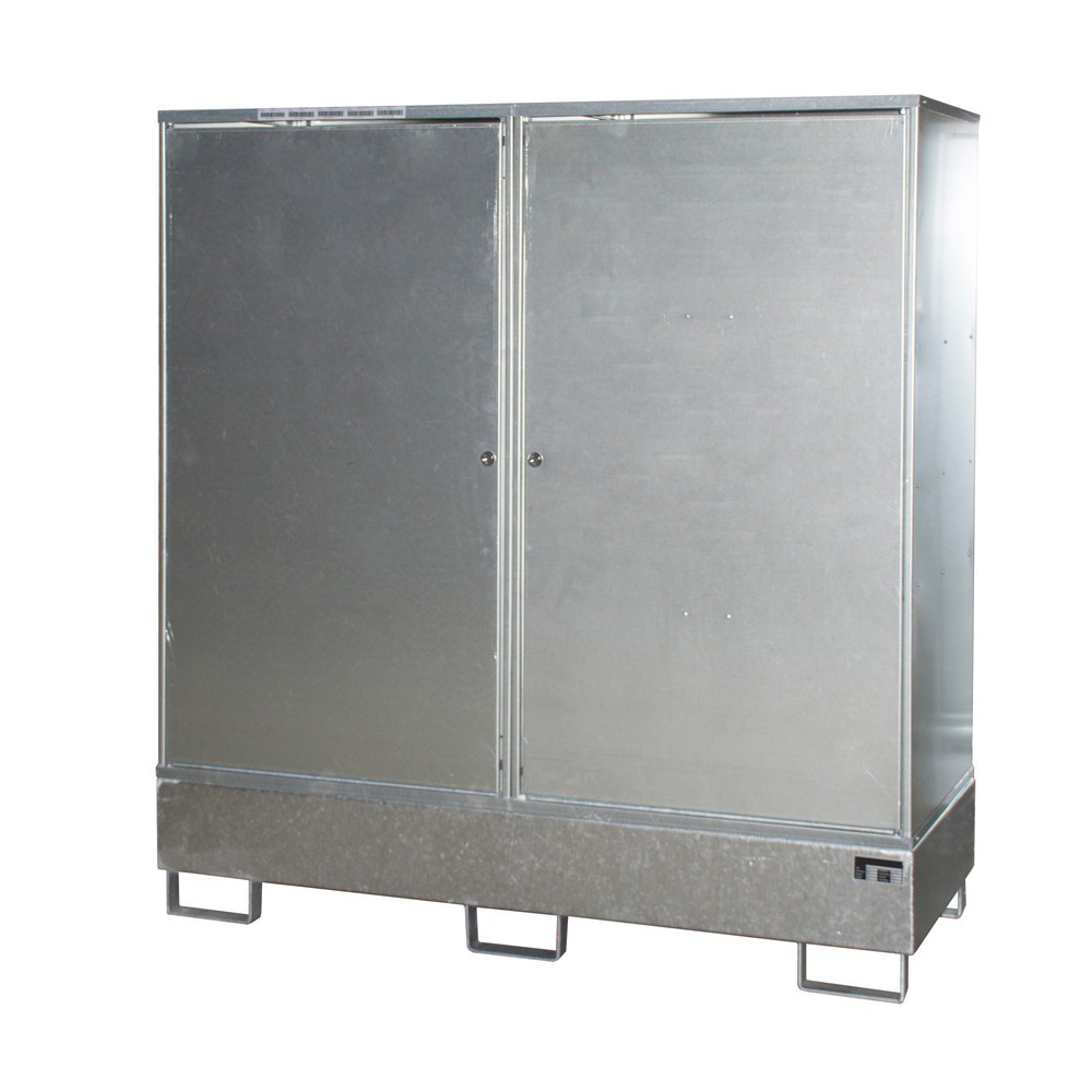 Bauer® Umweltschrank mit StawaR-Bodenwanne GS-2, für 2 x 200-Liter-Fass, feuerverzinkt