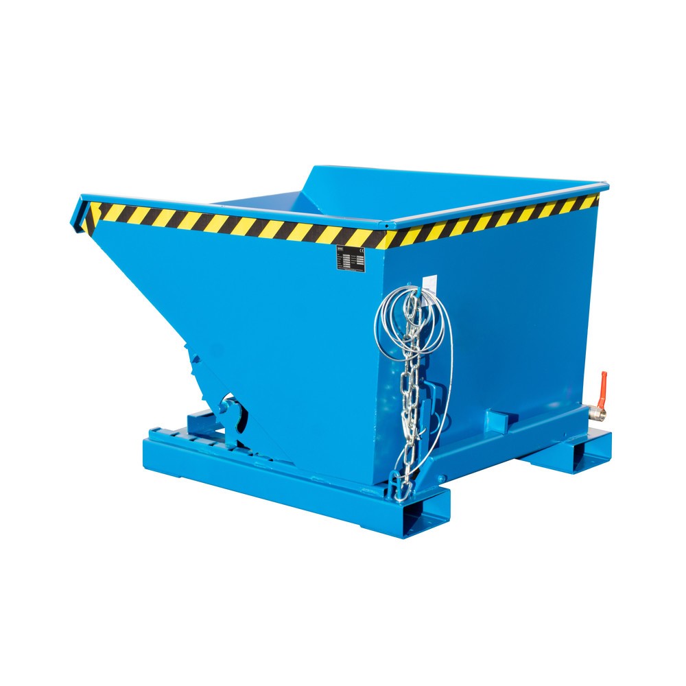 Bauer® Mini-Spänebehälter mit Abrollmechanik, niedrige Bauhöhe, lackiert, Volumen 0,6m³, RAL 5012 lichtblau