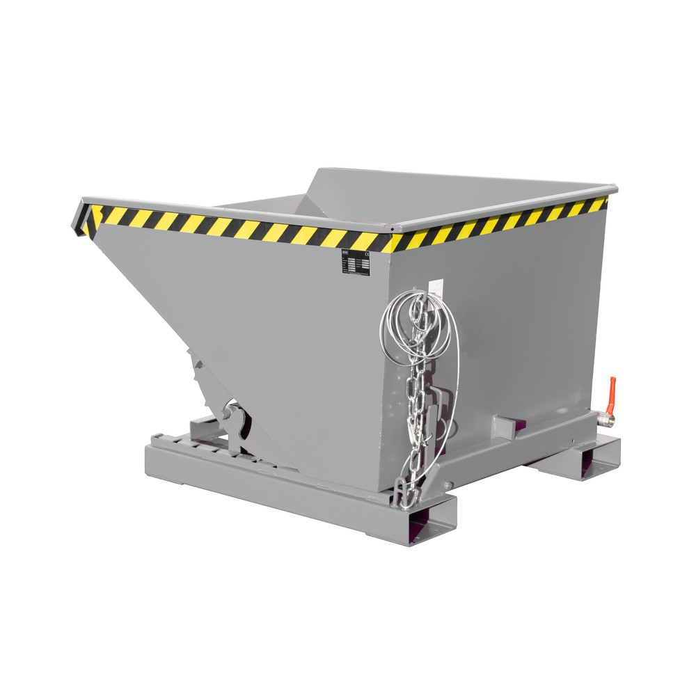 Bauer® Mini-Spänebehälter mit Abrollmechanik, niedrige Bauhöhe, lackiert, Volumen 0,6 m³, RAL 7005 mausgrau