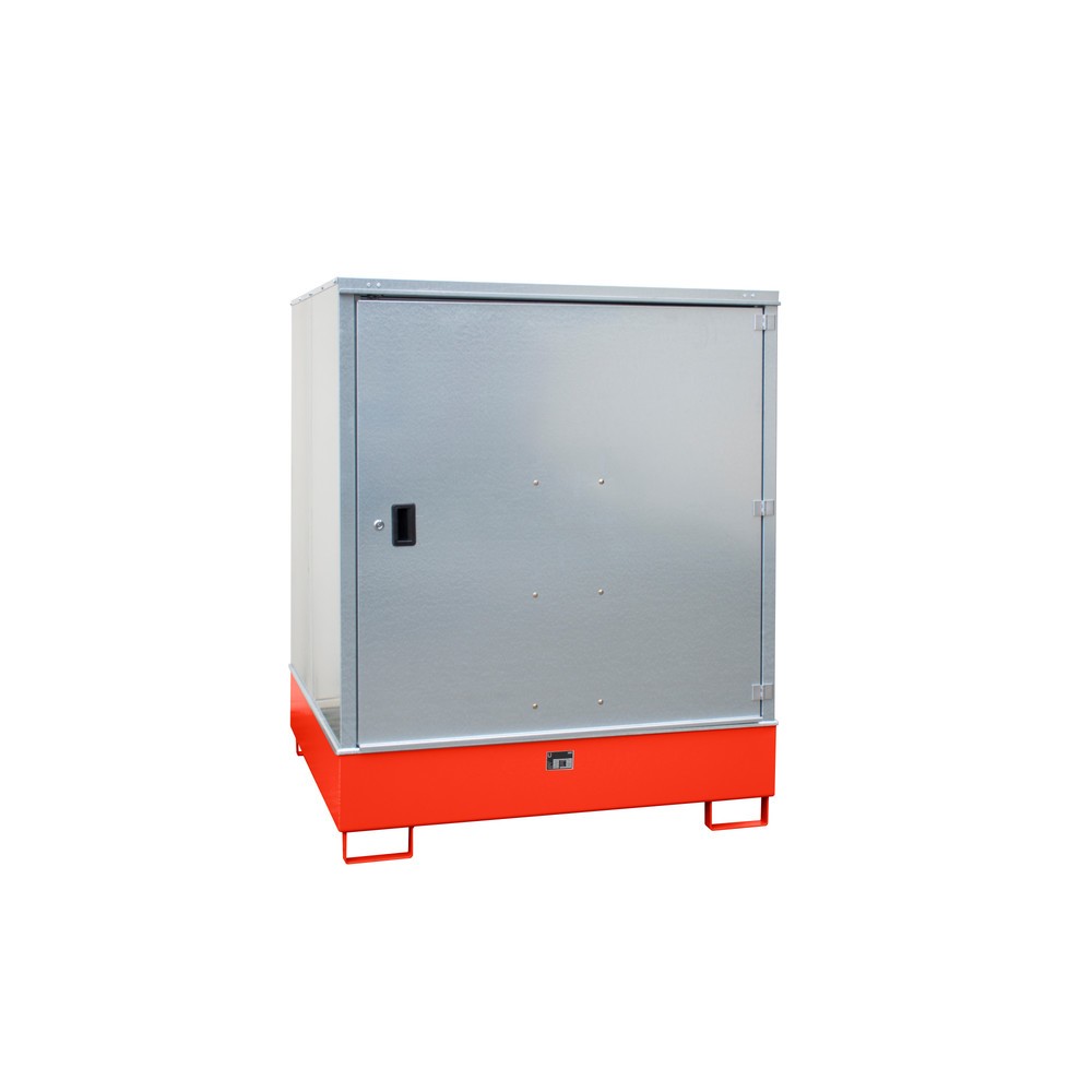 Bauer® Umweltschrank mit StawaR-Bodenwanne GS-4, für IBC, lackiert, Feuerrot