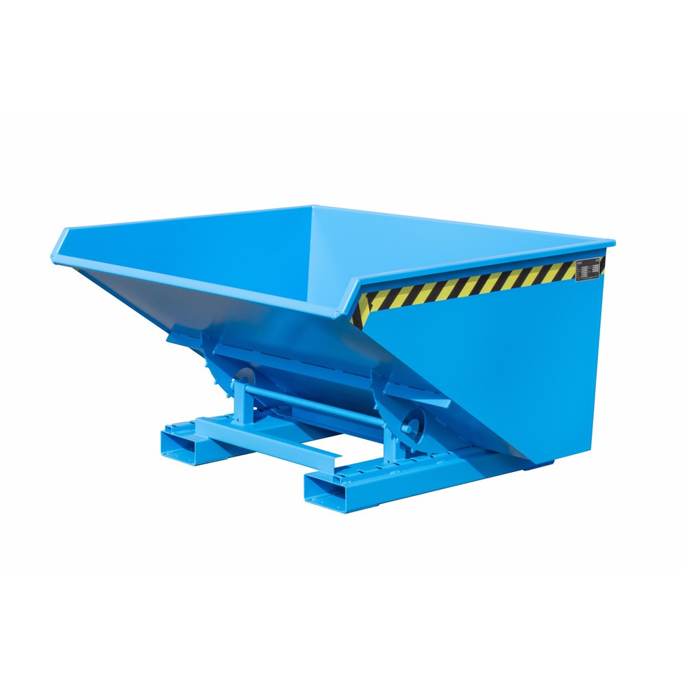 Bauer® Mini-Spänebehälter mit Abrollmechanik, niedrige Bauhöhe, lackiert, Volumen 0,9 m³, RAL 5012 lichtblau