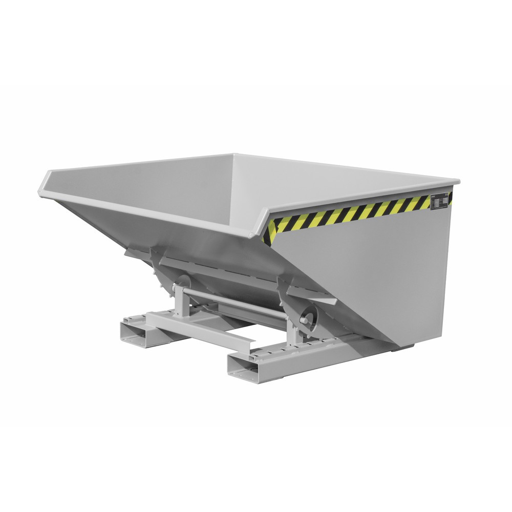 Bauer® Mini-Spänebehälter mit Abrollmechanik, niedrige Bauhöhe, lackiert, Volumen 1,2 m³, RAL 7005 mausgrau