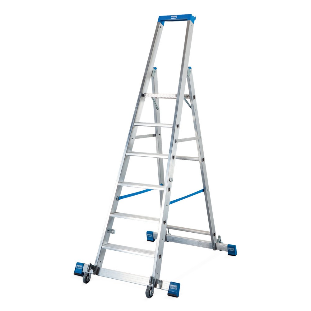 KRAUSE® Stufen-r Profi, 1-seitig begehbar, mit Traverse und Rollen, Standhöhe 2,35 m