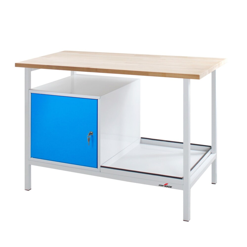 Steinbock® Werkbank Cube, 1 Tür, TK 300 kg, HxBxT 825 x 1.200 x 600 mm, RAL 7035/5012