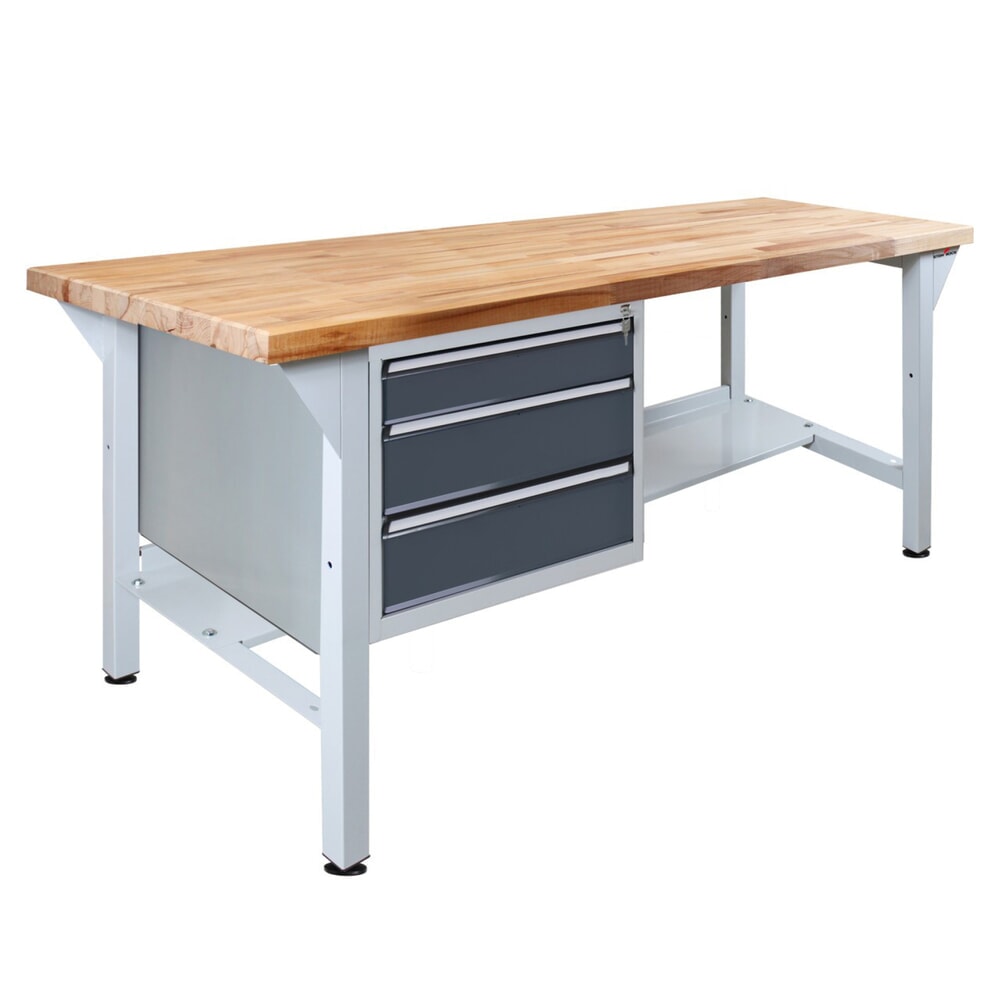 Steinbock® Werkbank Pro, 3 Schubladen, 1 Ablage, TK 500 kg, HxBxT 850 x 1.500 x 750 mm, RAL 7035/7016
