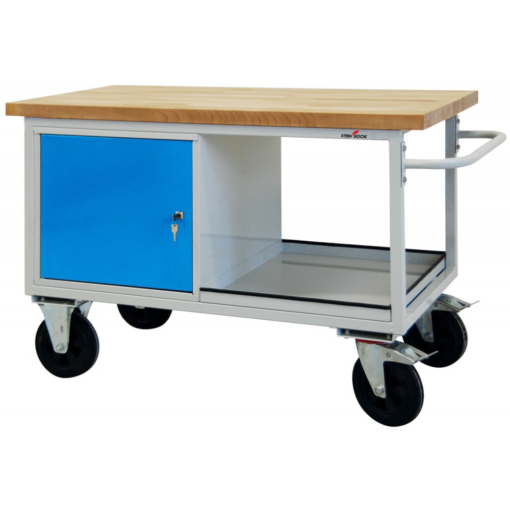 Steinbock® Werkbank Motion, verfahrbar, 1 Tür, TK 500 kg, HxBxT 827 x 1.300 x 600 mm, RAL 7035/5012