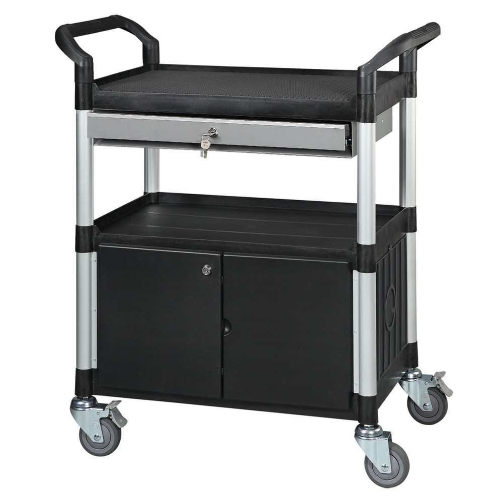 Matador Etagenwagen 818D-1 schwarz 3 Etagen Schrankteil + Schublade mit Schloss