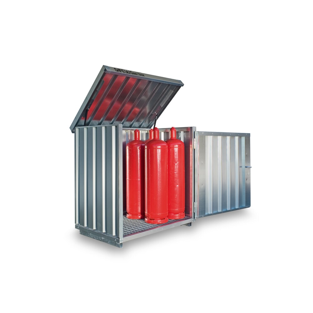 SAFE Tank Gasflaschenbox GB 1, verzinkt, montiert, mit Gitterrostboden, für 11 Gasflaschen je 33kg