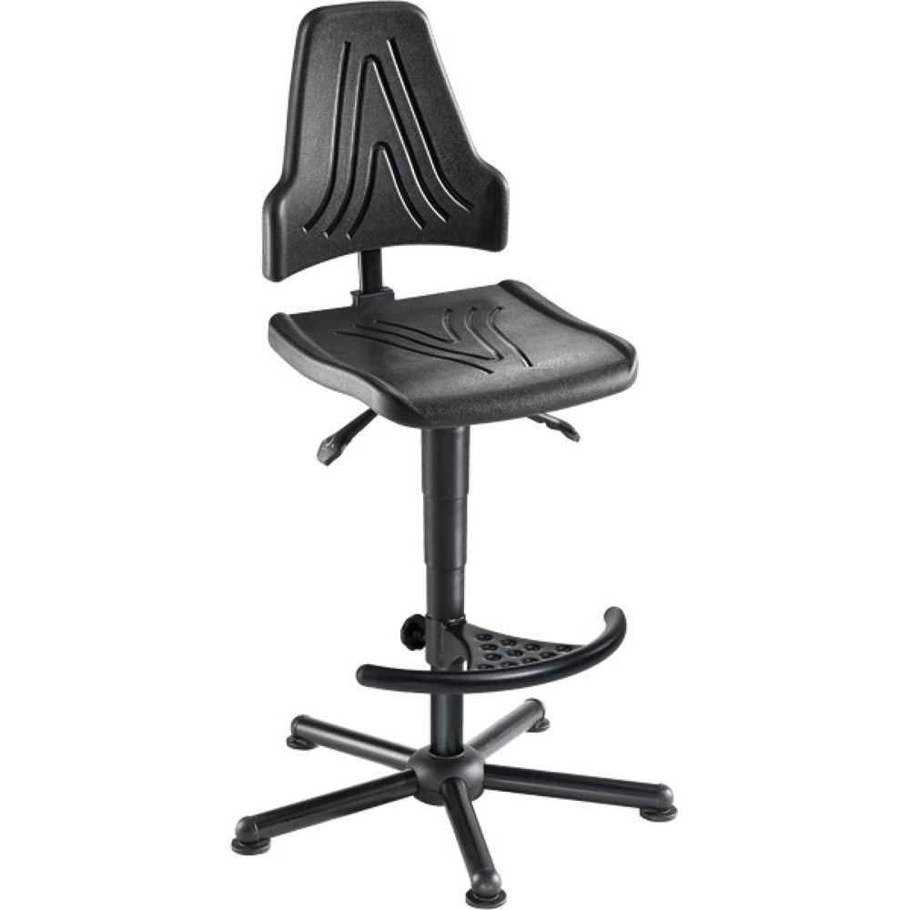meychair Arbeitsdrehstuhl Stream XXL, bis 250 kg belastbar, Sitzhöhe 590-840 mm, Stahlbasis, Bodengleiter, Fussstütze