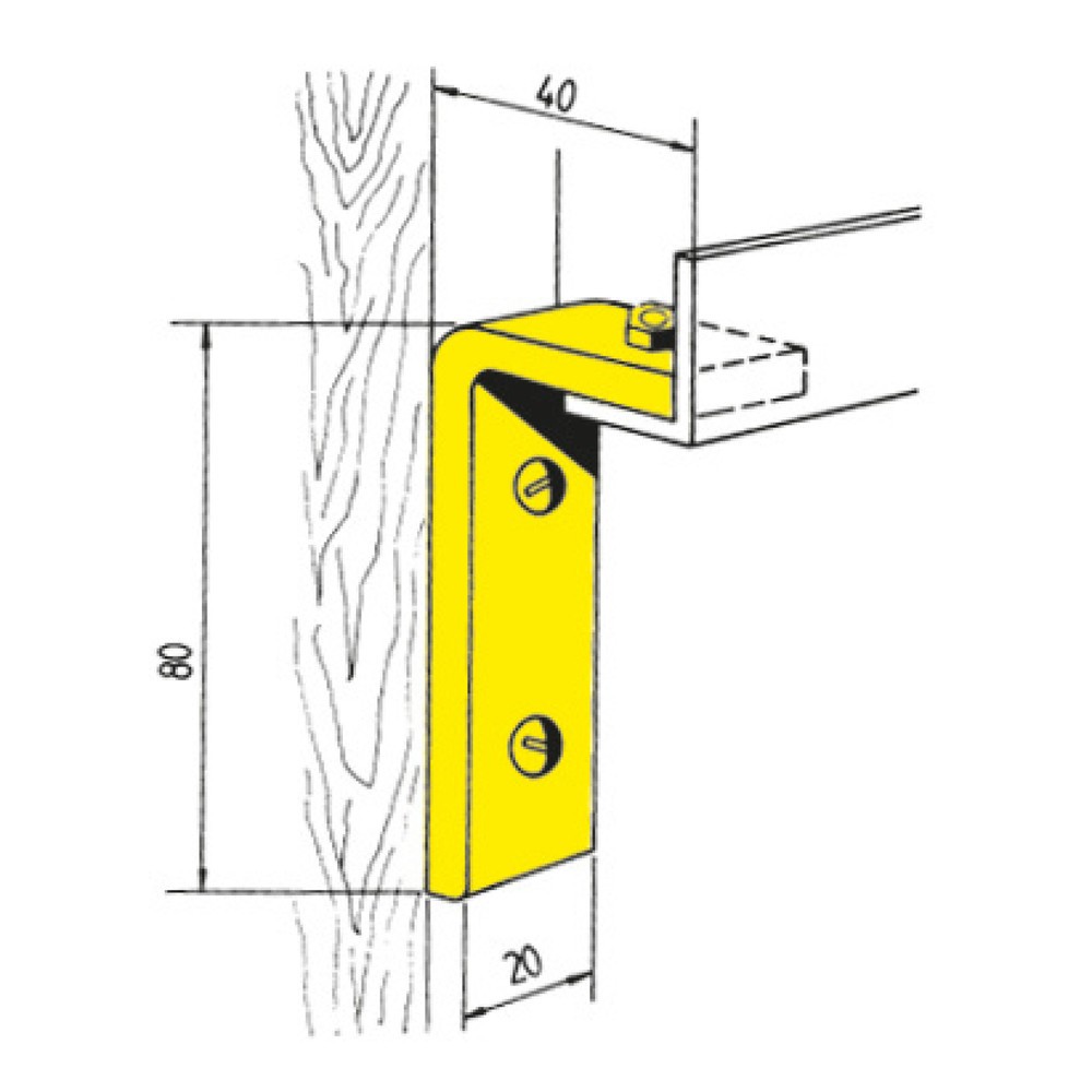 HACA Schienenhalter gewinkelt mit Holzschrauben