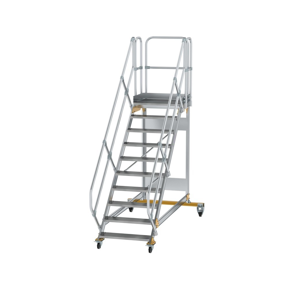 Munk Plattformtreppe 45° fahrbar Stufenbreite 800 mm 10 Stufen Aluminium geriffelt
