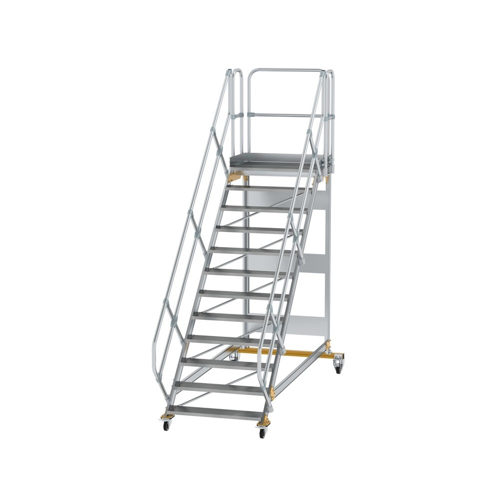 Munk Plattformtreppe 45° fahrbar Stufenbreite 1000mm 12 Stufen Aluminium geriffelt