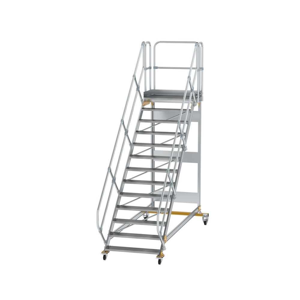Munk Plattformtreppe 45° fahrbar Stufenbreite 1000mm 13 Stufen Aluminium geriffelt