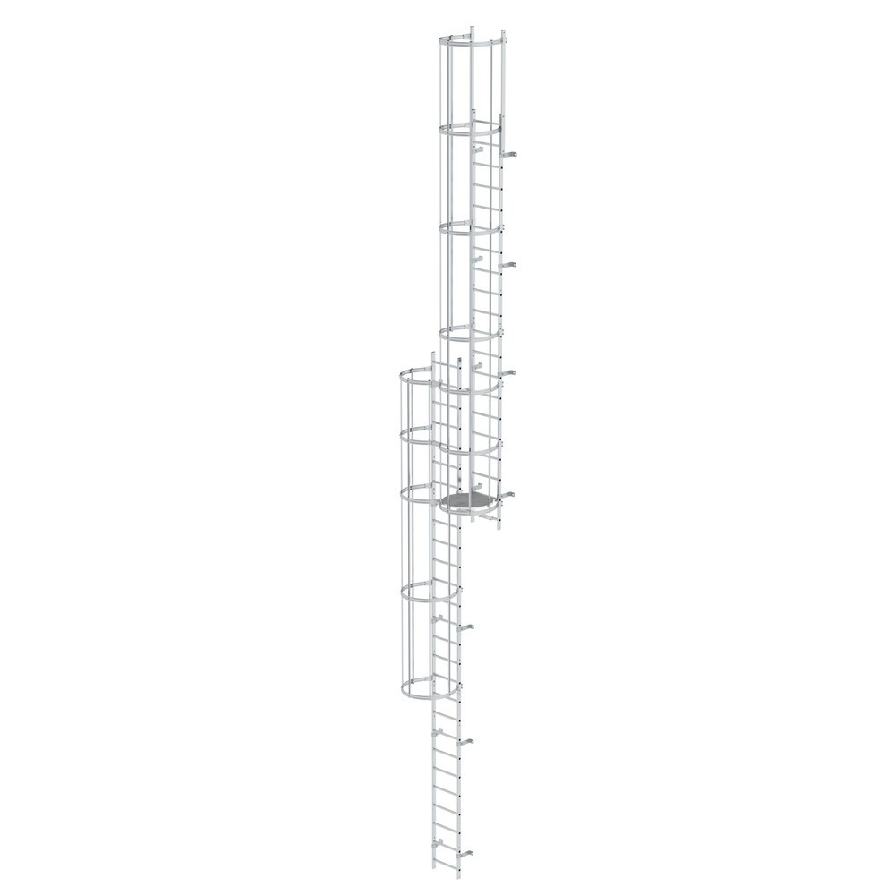Munk Mehrzügige Steigleiter mit Rückenschutz (Notleiter) Aluminium blank 12,12m