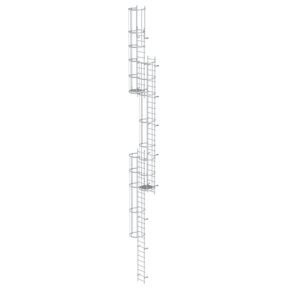Munk Mehrzügige Steigleiter mit Rückenschutz (Notleiter) Aluminium blank 15,20m